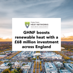 Graphic announcing GHNF £68m investment in renewable heat across England.